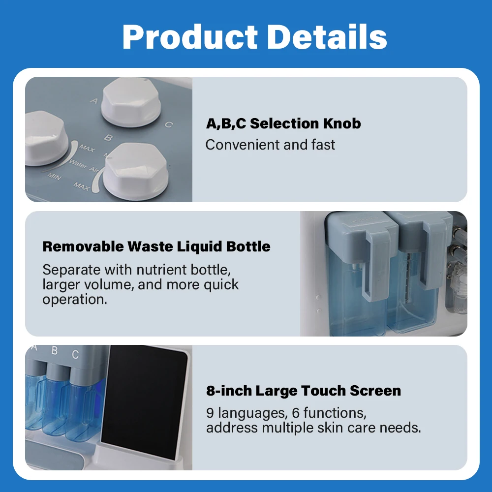 YTYINHot فقاعة فراغ إزالة الرؤوس السوداء هيدرو الأكسجين رذاذ تجميل الوجه هاين مع 9 لغات #3