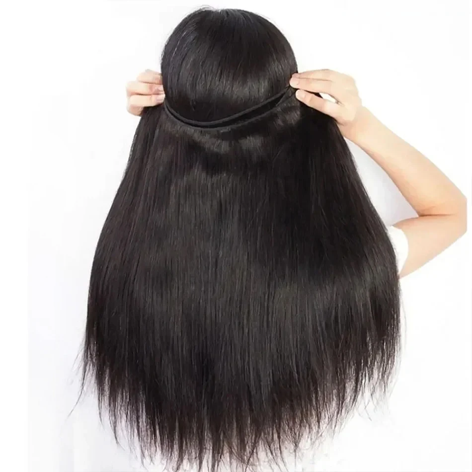 Bundel rambut lurus manusia 1/3 buah wanita hitam alami ekstensi rambut manusia Remy 8-34 inci bundel lurus tulang