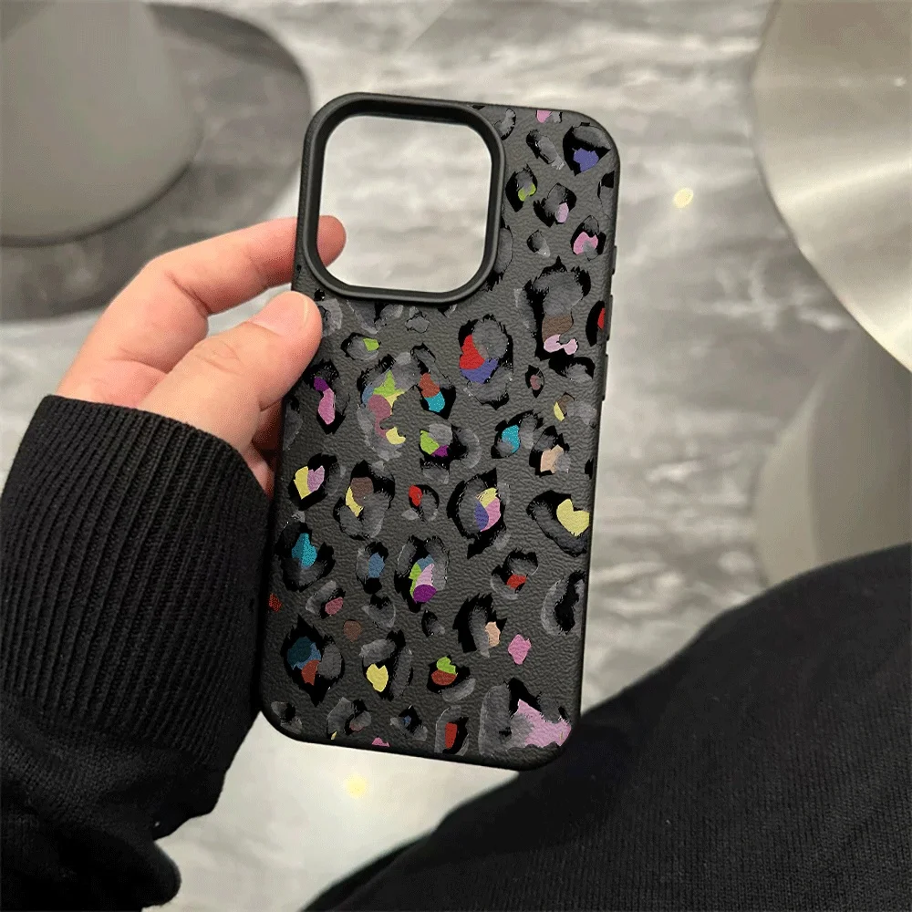 Regenbogen-Leopardenmuster Handyhülle für iPhone 17 16 15 14 13 12 Pro Max 16 15 14 Plus 17 16 15 14 Pro 17Air Silikon Matte Hülle – Detail 8