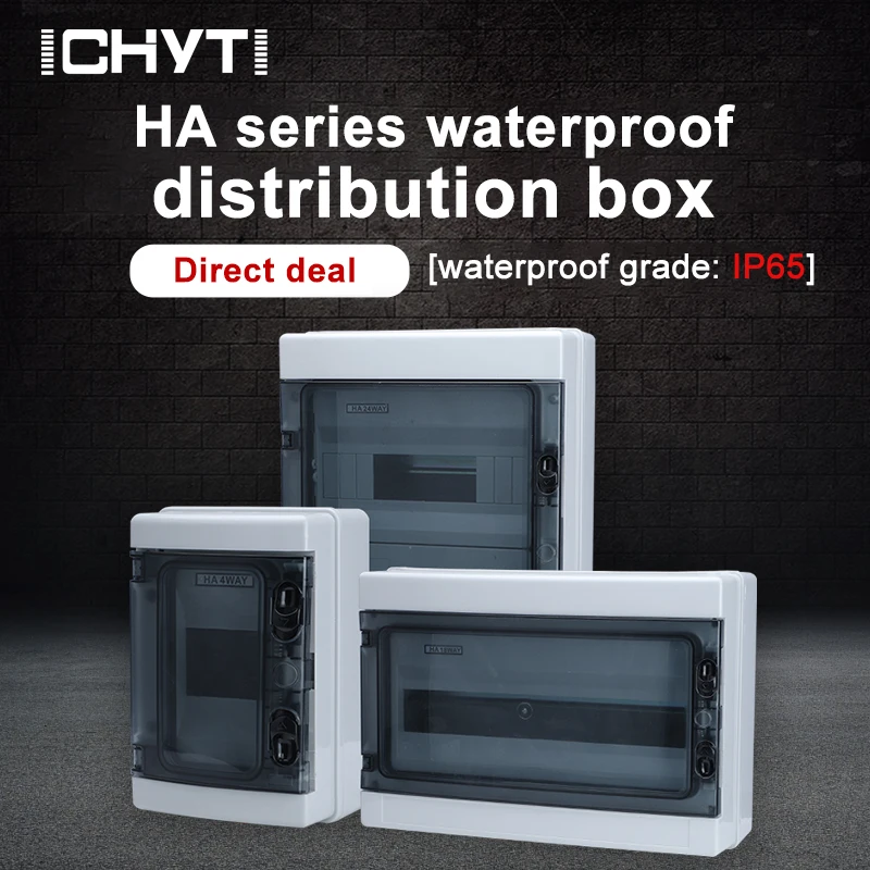 HA Series 4/8/12/18/24 Way IP65 Plastic Electrical Distribution Box Waterproof MCB Box Panel Mounted Junction Box