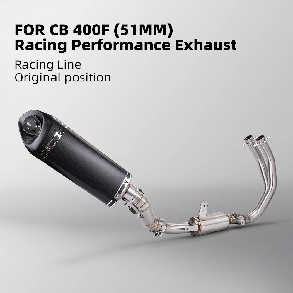 51mm Carbon Fiber Stainless Steel Motorcycle Exhaust System New Whole System for CB400F CB 440 Cb 440f Fexhausts