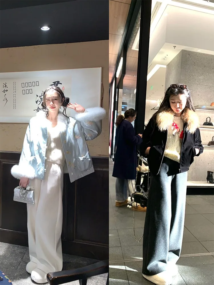 

Утепленные шерстяные брюки Fiing Little Level с флисовой подкладкой, широкие брюки с высокой талией, повседневные брюки на резинке