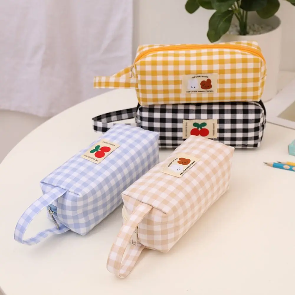 Cute Embroidery Pen Bag Large Capacity Kawaii Stationery Bag Cartoon Portable Storage Bag