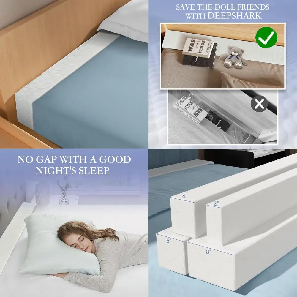 Relleno de espacio para colchón King Size para costuras de cabecera y grietas para espacio de cama, blanco, 78x4x8 pulgadas