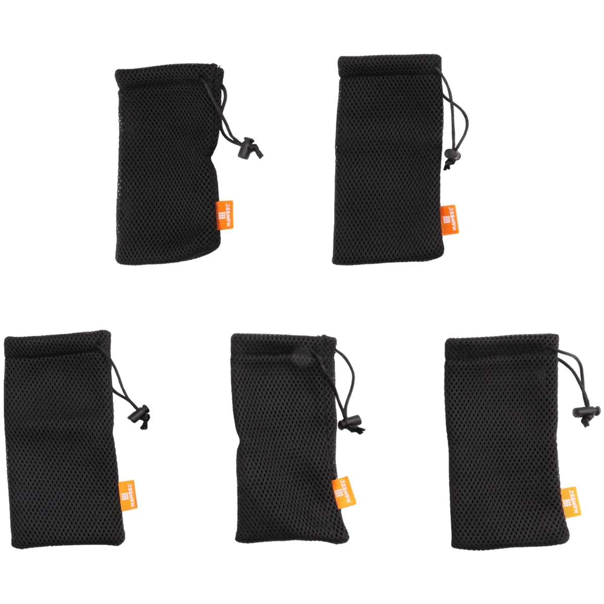 HAWEEL 5-Pack Nylon Mesh Drawstring Storage Pouch Bag - 3.5 x 7.3 Inch Multi Purpose Travel & Outdoor Activity Pouch for Cell