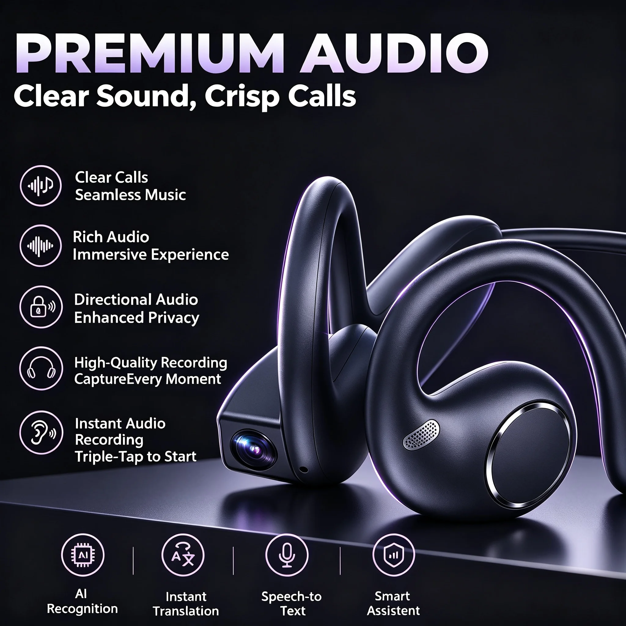 Hot New AI Smart Camera Earbud - Wireless Charger recension och pris