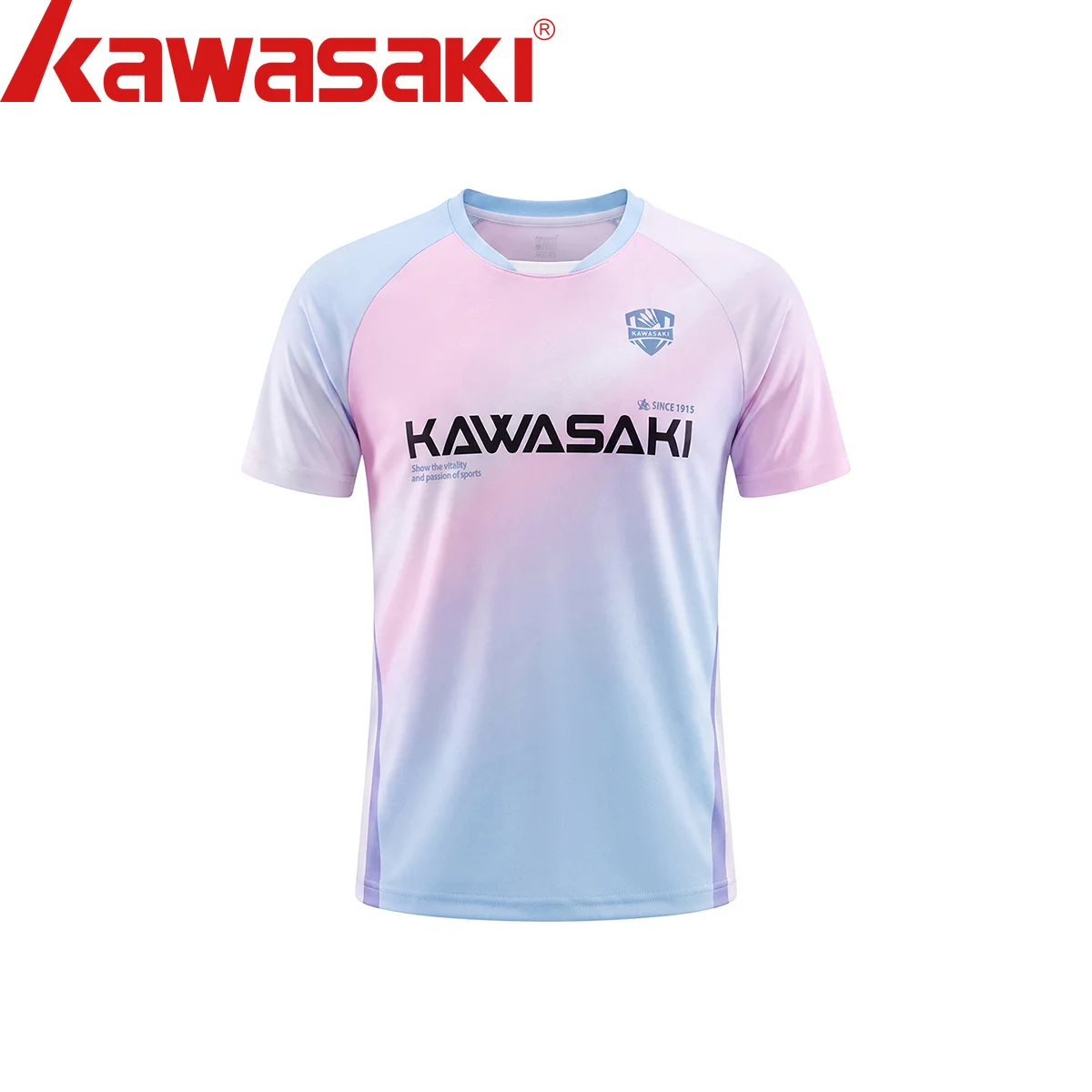 Kawasaki Men's Gradient Color T-shirt Print Summer Quick Dry Short Sleeve Tee Breathable Casual Fashion Top For Daily Wear Loose