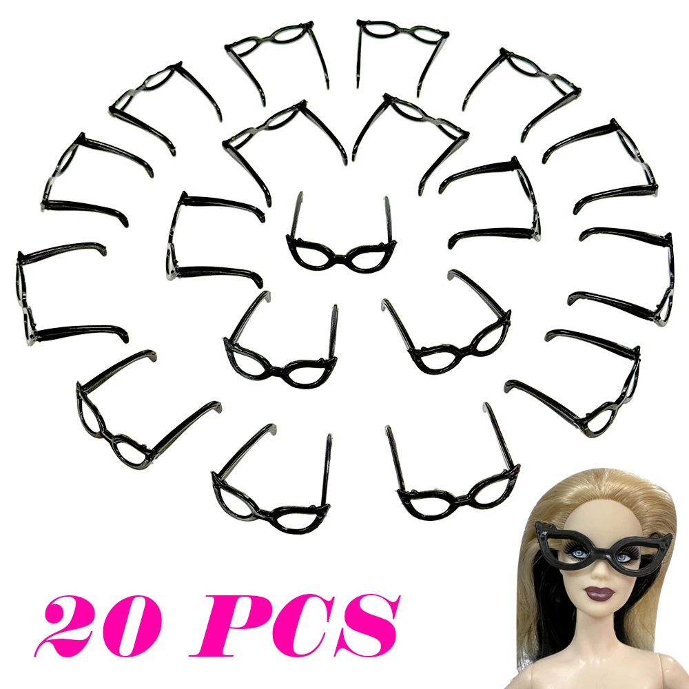 

20 Pcs /Set Makeup Accessories Fashion Black Glasses For BJD Doll house Sunglasses For 1/6 Doll Toys