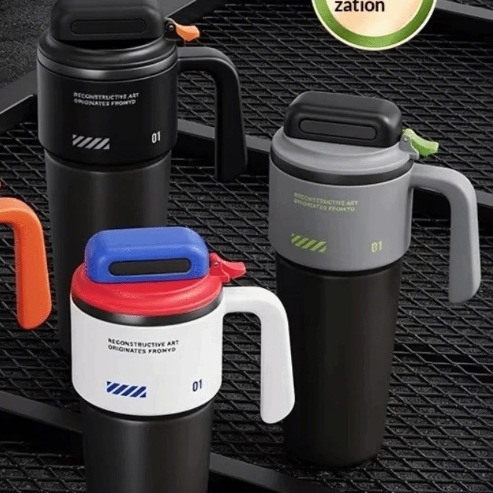 304 Stainless Steel Sports Insulated Bottle One-Click Open Lid Built-in Straw Insulated Water Bottle Large Capacity