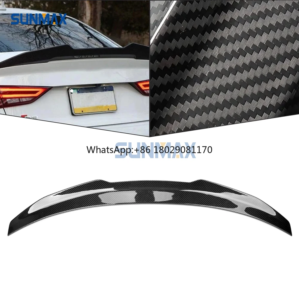 Spoiler traseiro seco de fibra de carbono, Spoiler de asa para Audi A3 S Line S3 RS3 Sedan 2013-2020, acessórios exteriores do carro