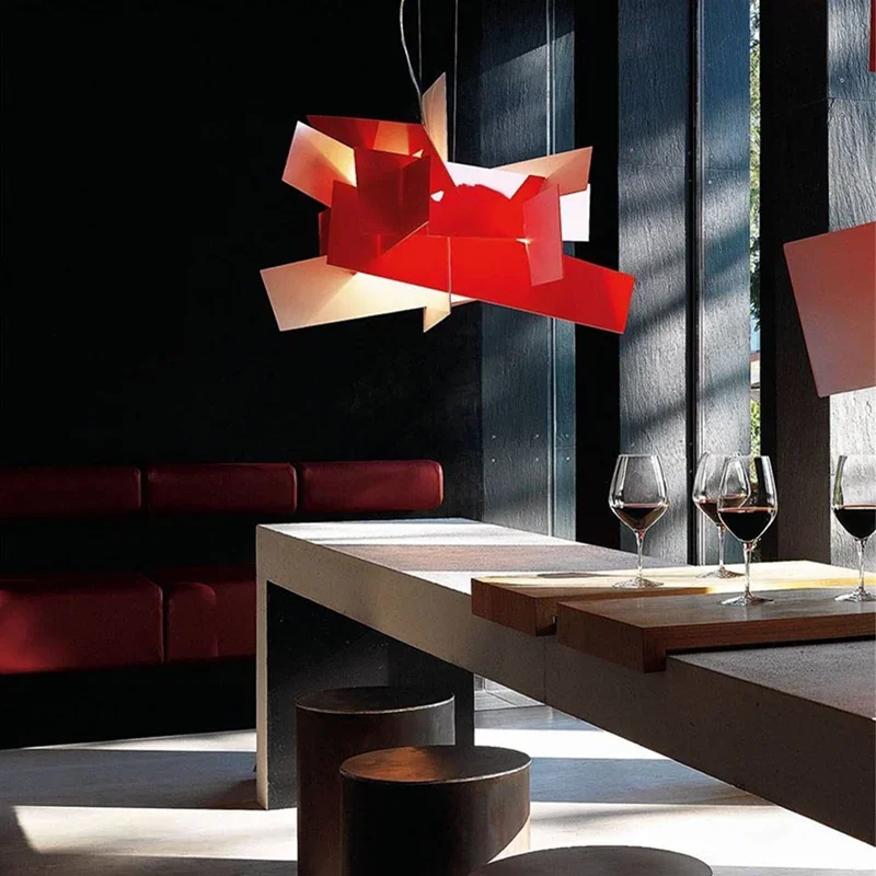 Stacking rectangular Big Bang chandelier creative Foscarini lighting living rooms dining room office spaces aesthetic lighting