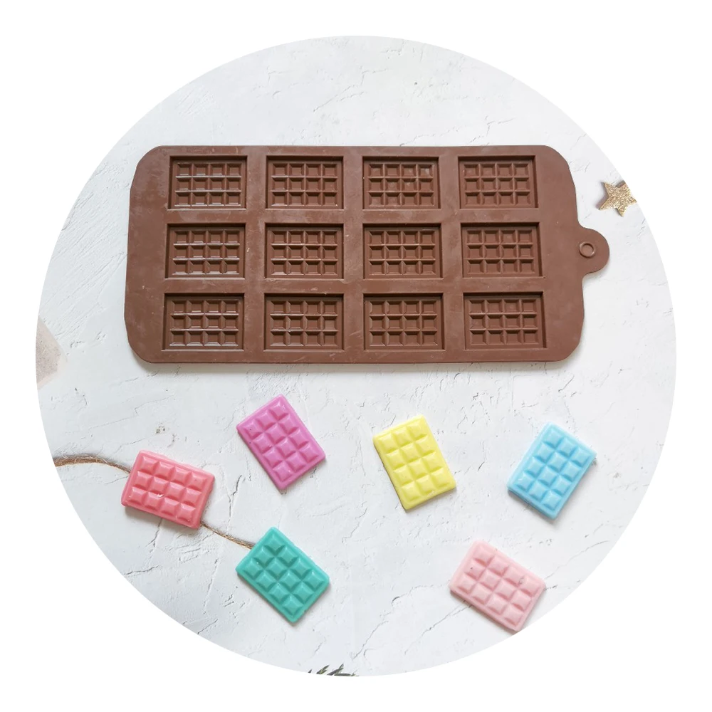 12 Holes Chocolate Mold Silicone Mold Fondant Waffles Molds DIY Candy Bar Mould Cake Decoration Tools Kitchen Baking Accessories