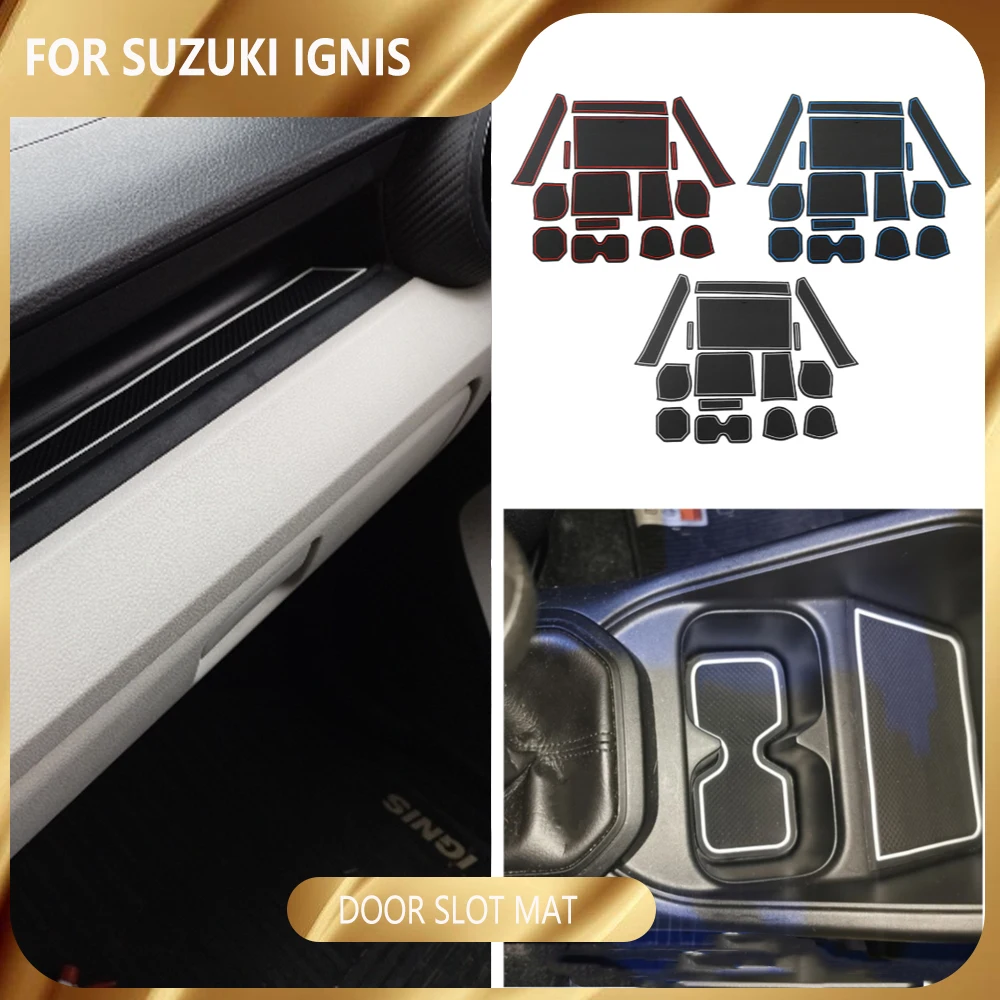

Автомобильный слот для ворот, накладка на чашку для SUZUKI IGNIS LHD, аксессуары для интерьера, дверная накладка, пылезащитные коврики, подставка для воды, нескользящая, красный/белый/черный
