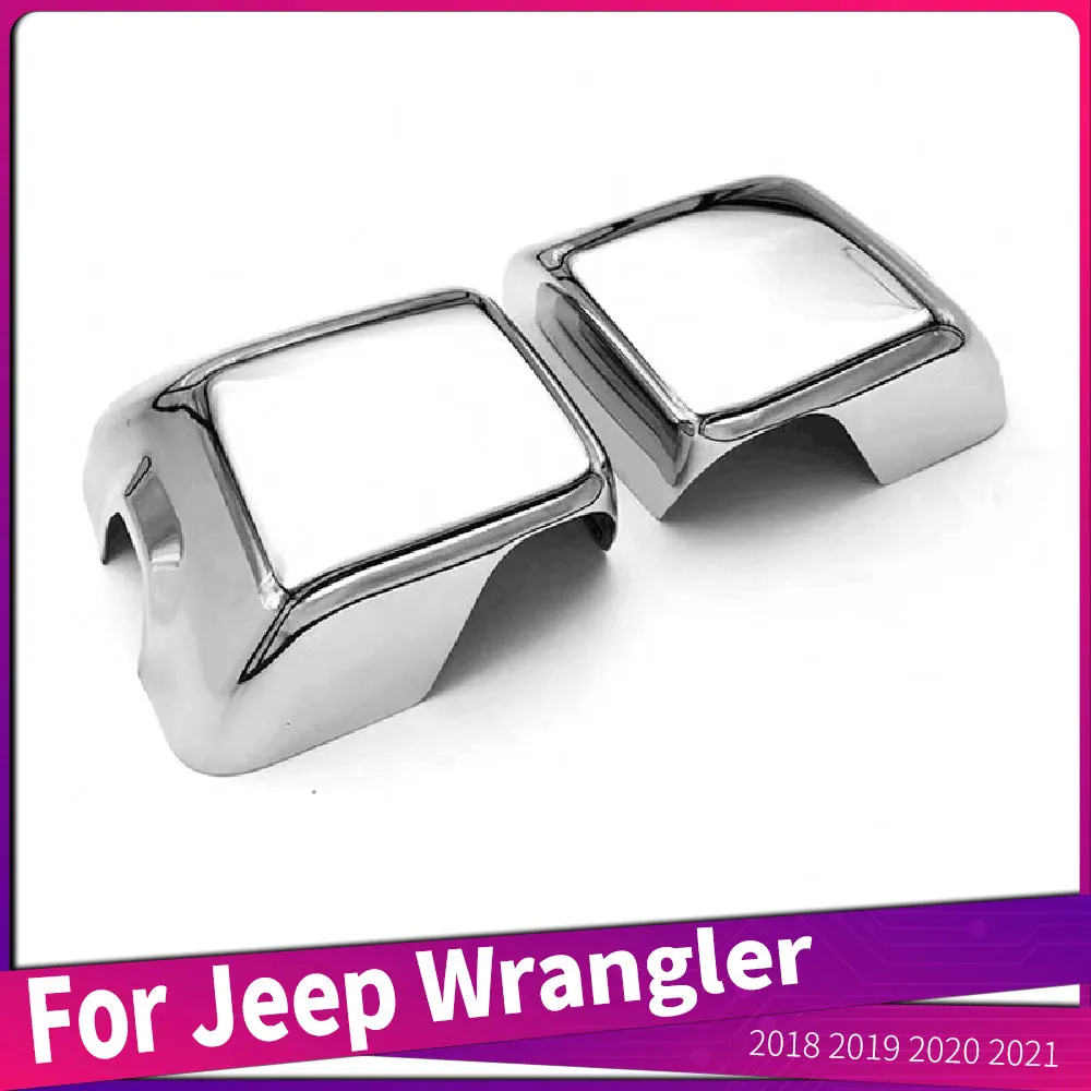 

For Jeep Wrangler 2018 2019 2020 2021 ABS Chrome Car Door Side Rear View Rearview Mirror Case Cover Frame