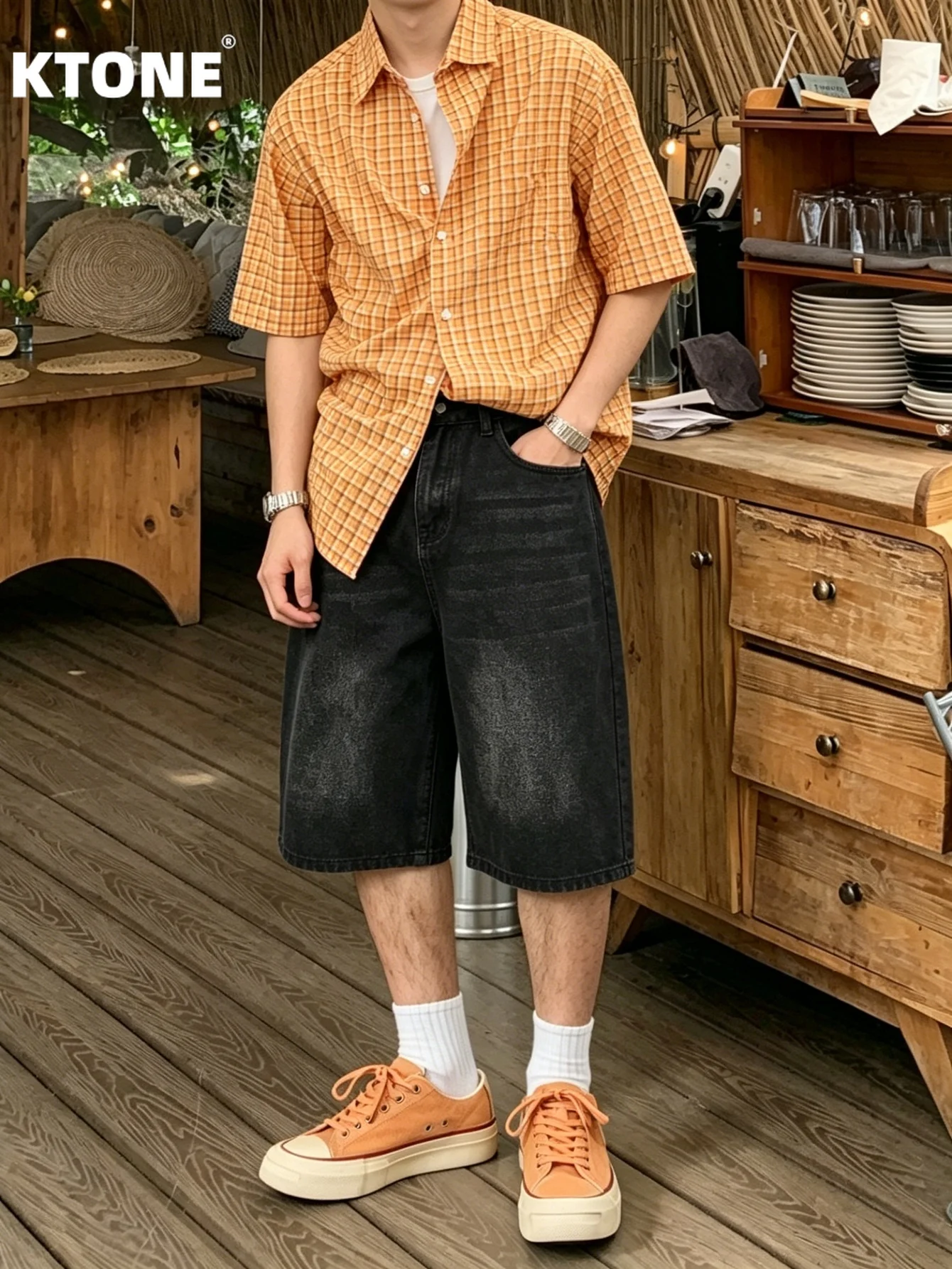 

Men Urban Loose Non‑Stretch Jean Shorts Classic Casual Daily Street Bottoms No accessories or belts included