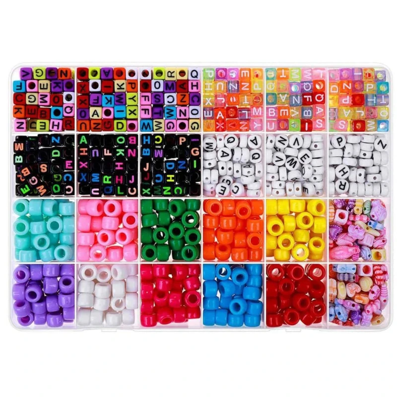 Beads Clearly Letters for Pony Beads with Storage Box for Children