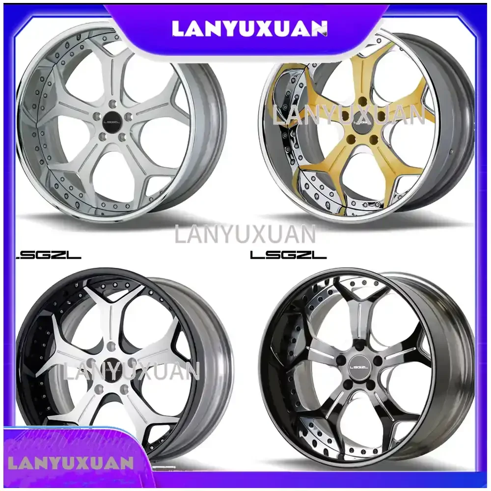

i 2 Piece Forged Wheel for Car 6X139.7 5X114.3 5X130 18 20 22 24 26 28 Inch Gold Deep Lip Alloy Rim Car Wheel