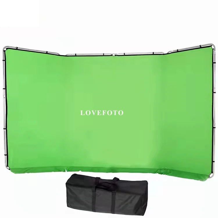 Panoramic Background 4m Chromakey Green 2.4X4M Backdrop for live stream and post-production keying Collapsible chromakey wall