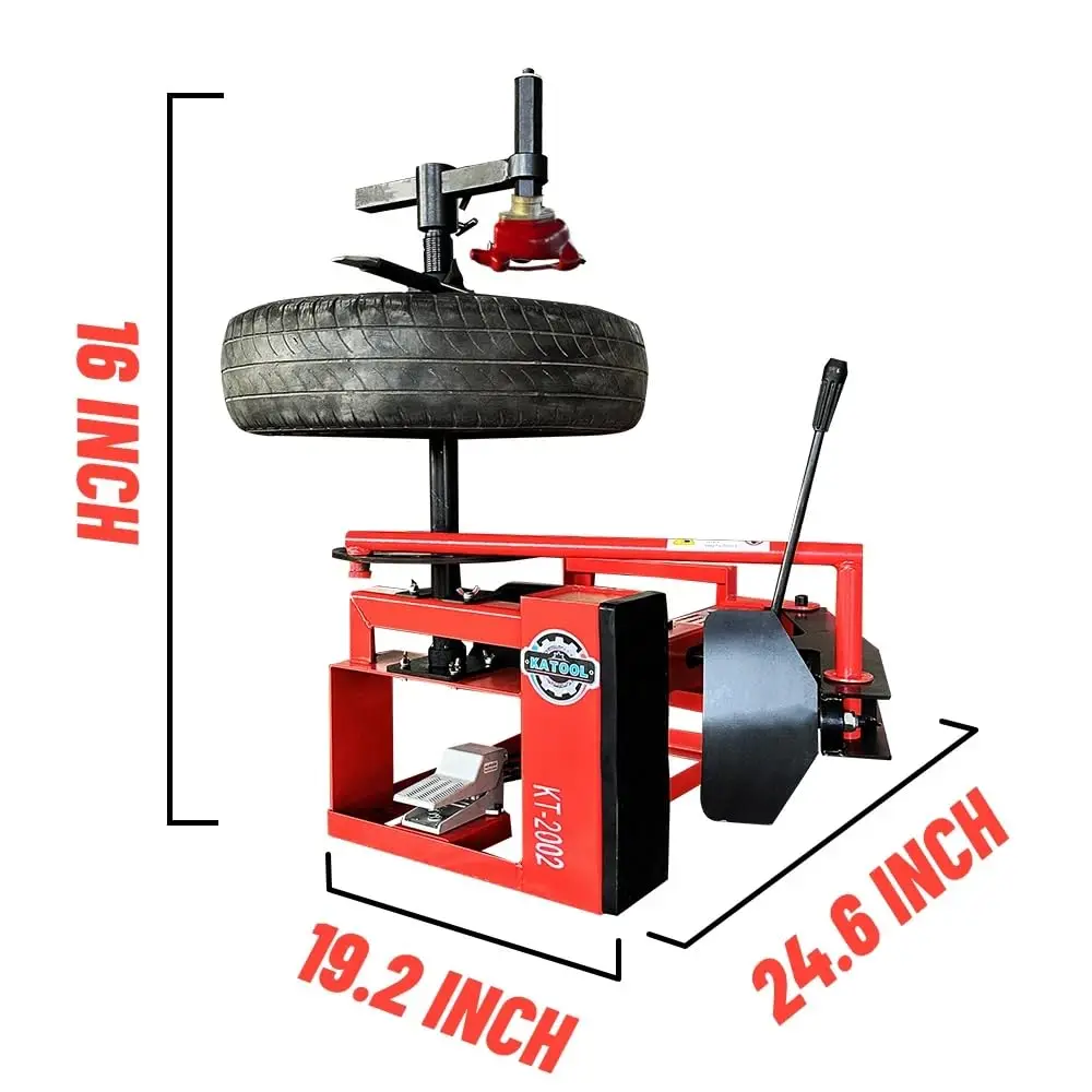 Mini Tire Changer Machine 39" Max Wheel Diameter Tire Machine for Road Rescue, Shop Repair, and Home Garage, Red