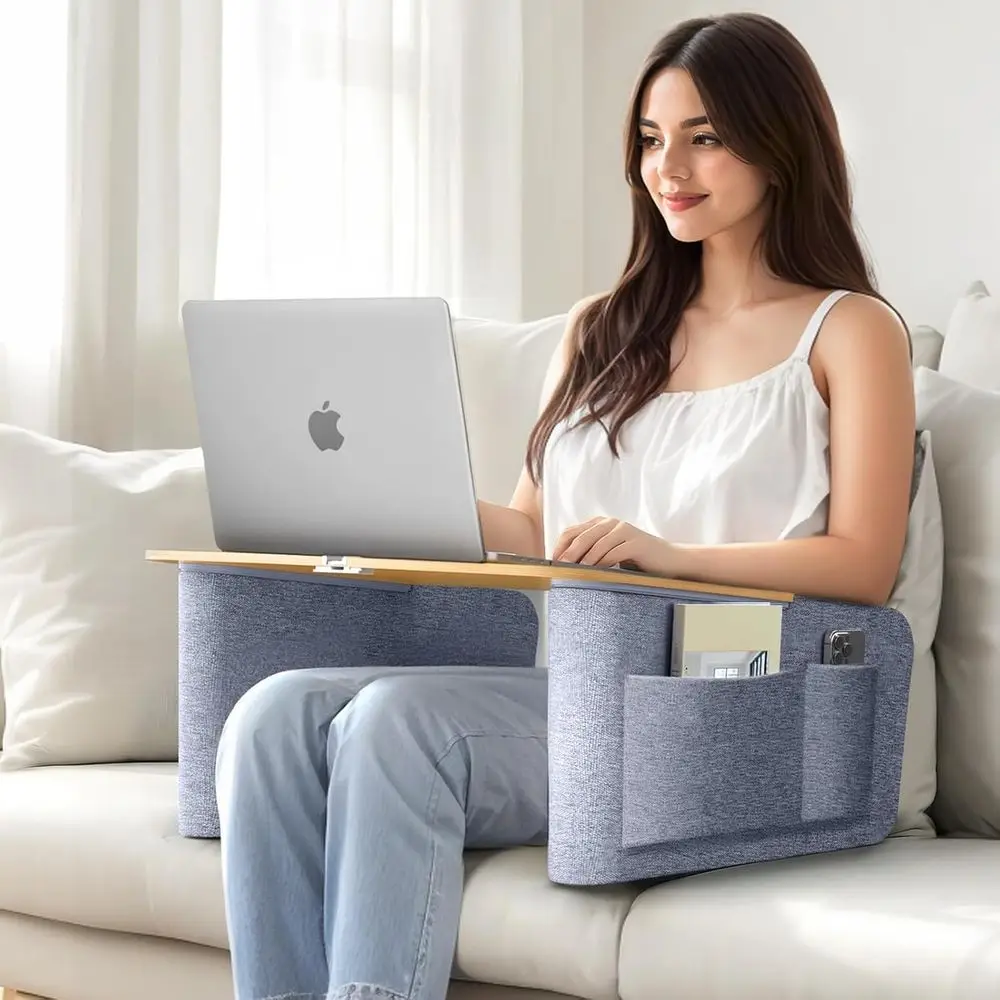 Lap Desk or Adults with Arm Rests,Ergonomic Laptop Pillow Stand or Bed,Couch,loor (Wood)