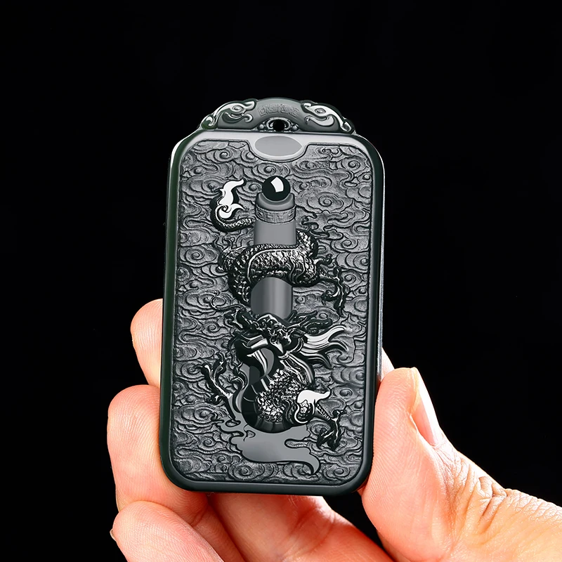

Dragon Teng Auspicious Cloud Natural Hetian Pendant Exquisite Hand Carved Perfect TaQingJade Brand Boutique Necklace