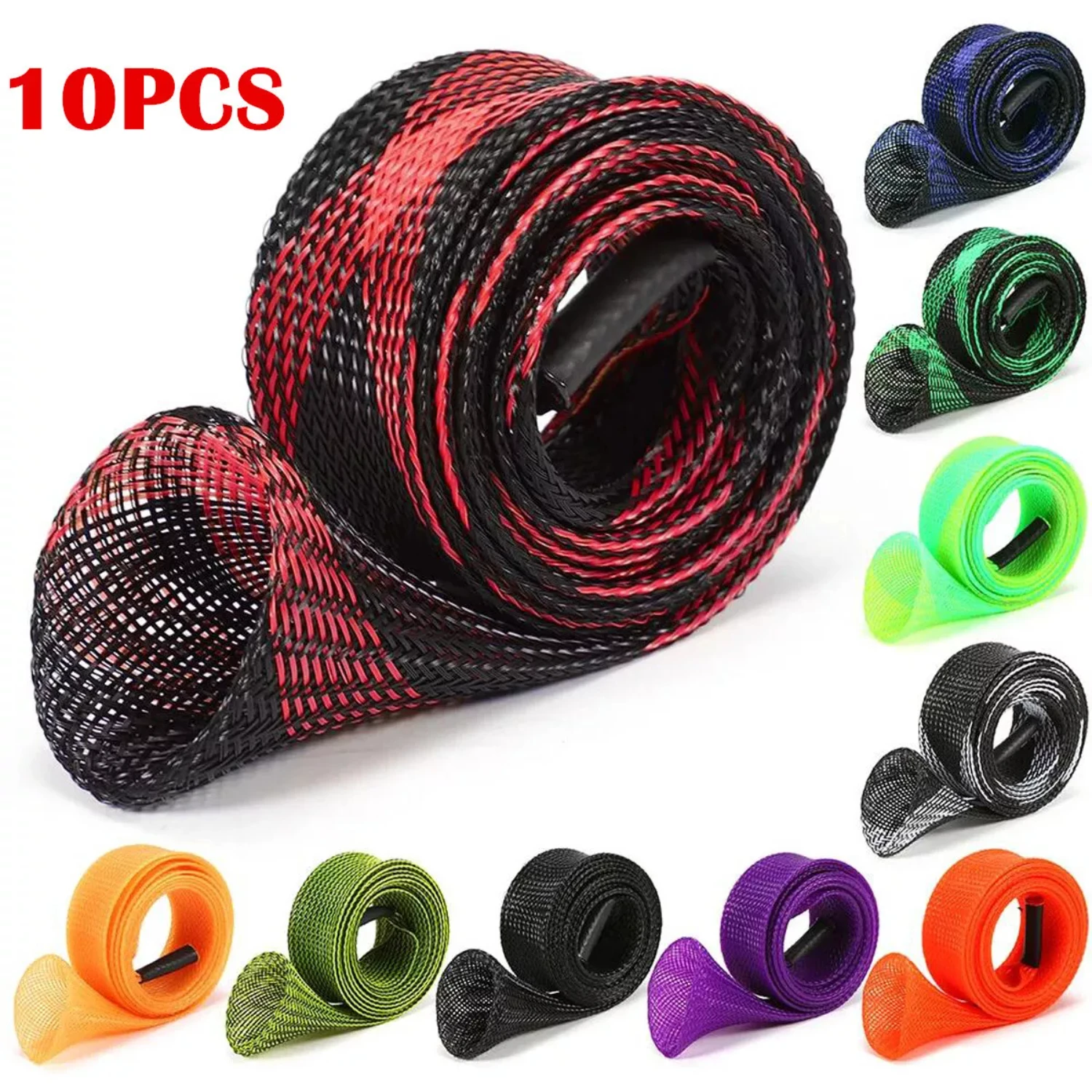 

10 PCS Fishing Rod Sock Mesh Covers Braided Pole Protector Sleeve Fish Tool