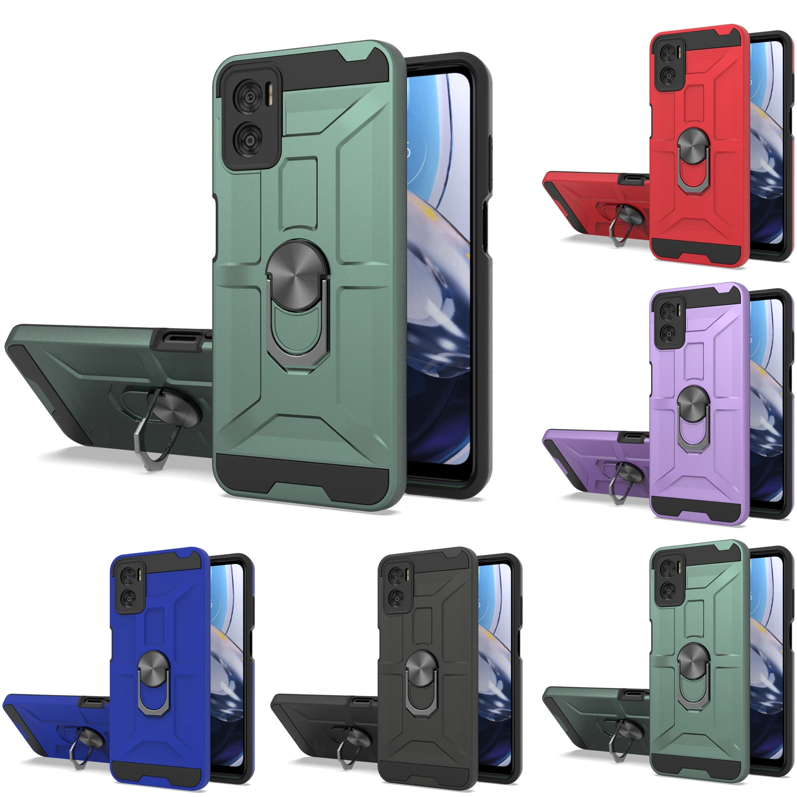 

Magnetic Holder Ring Shockproof Armor Cover For Motorola Moto E22 E22i Case Shockproof Ring Rugged Stand Cover