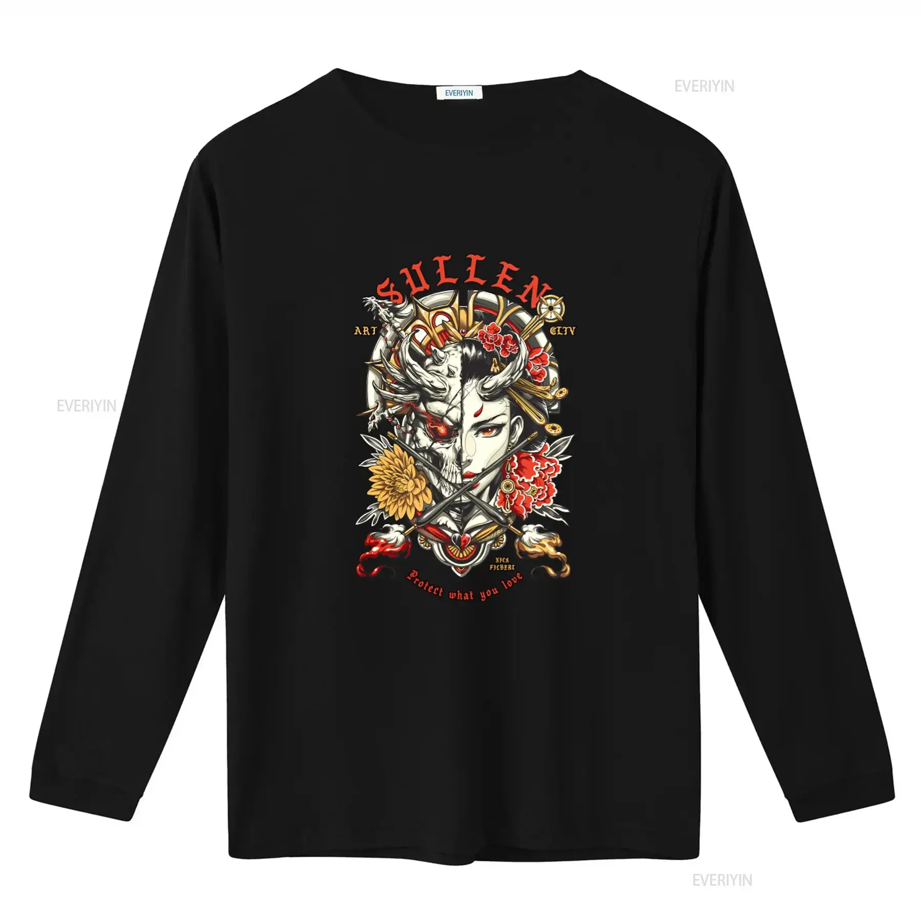 Sullen Clothing Nick Filbert Standard T Shirt Unique Tattoo Artwork Design Apparel with Skull Floral Motif vintage Washed