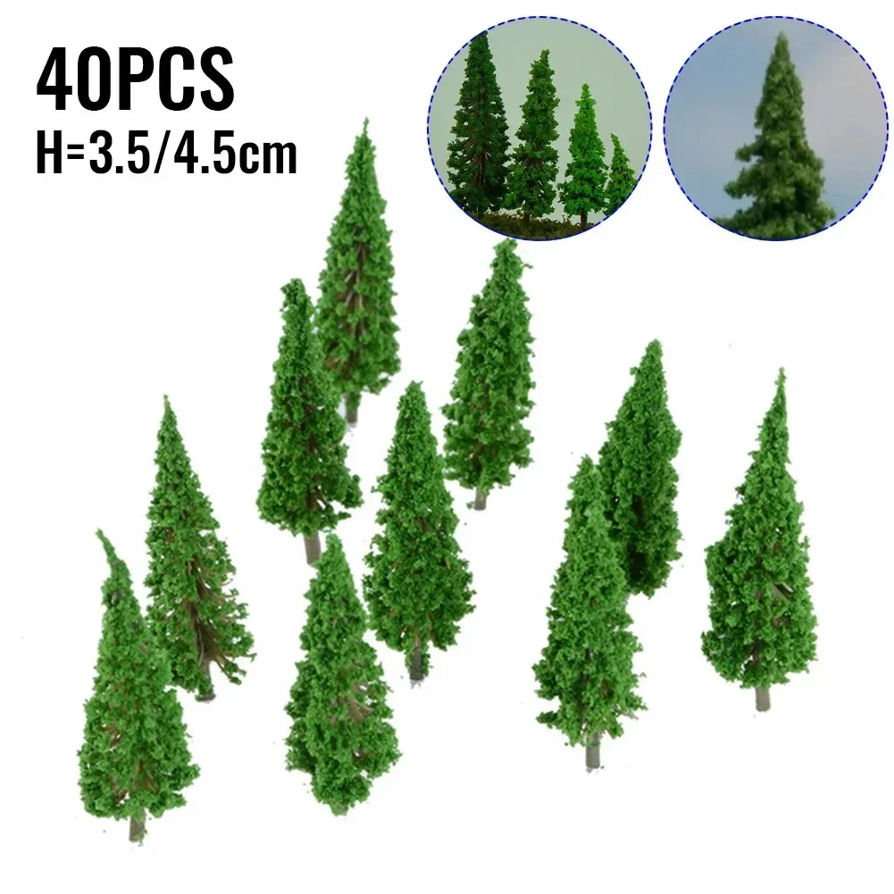 40Pcs Miniature Landscape Scenery Train Railways Trees Model Scale 1:100 Green Artificial Miniature Tree Scenery Railroad Decor