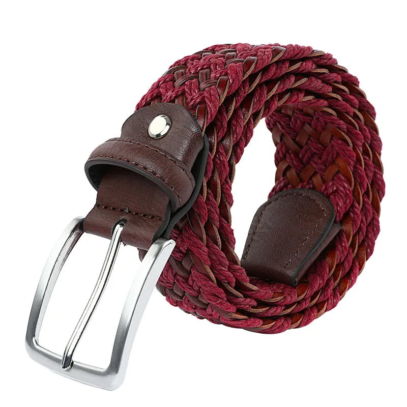 

New Unisex Belt Fashion Wax Rope Weave Men Alloy Pin Buckle Belt Casual Simple Men and Women Canvas Belt