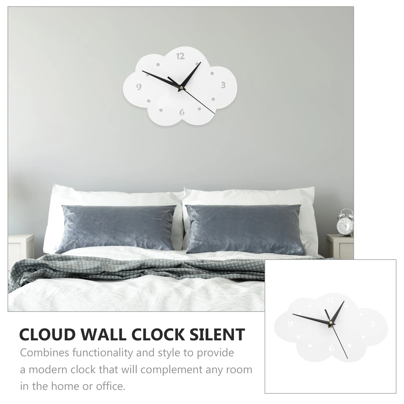 

Cloud Wall Clock Clocks for Living Room Silent Decorative Non-ticking Hanging Kids