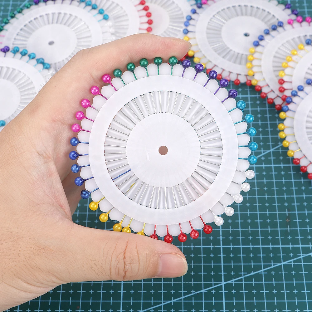 Multicolor Round Pearl Head Dressmaker Pins, Straight Quilting Fixing Needles for Fabric Positioning & Handmade Sewing Projects