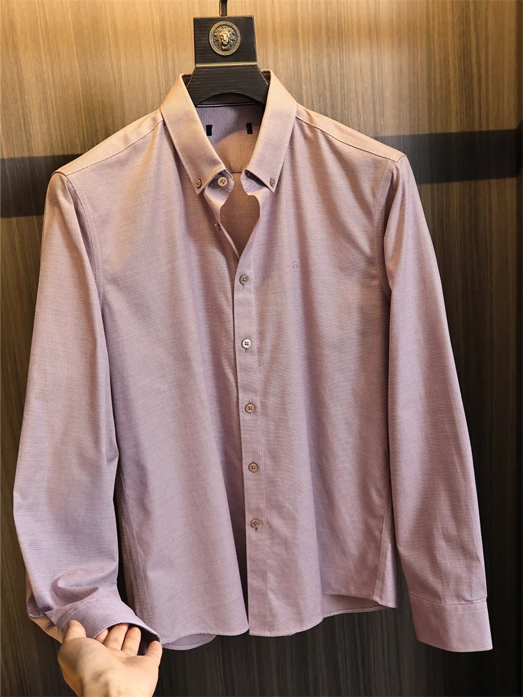 

Удобная мужская повседневная одежда Long Sve irt Sli Busin, повседневная подставка, осенняя модная однотонная одежда