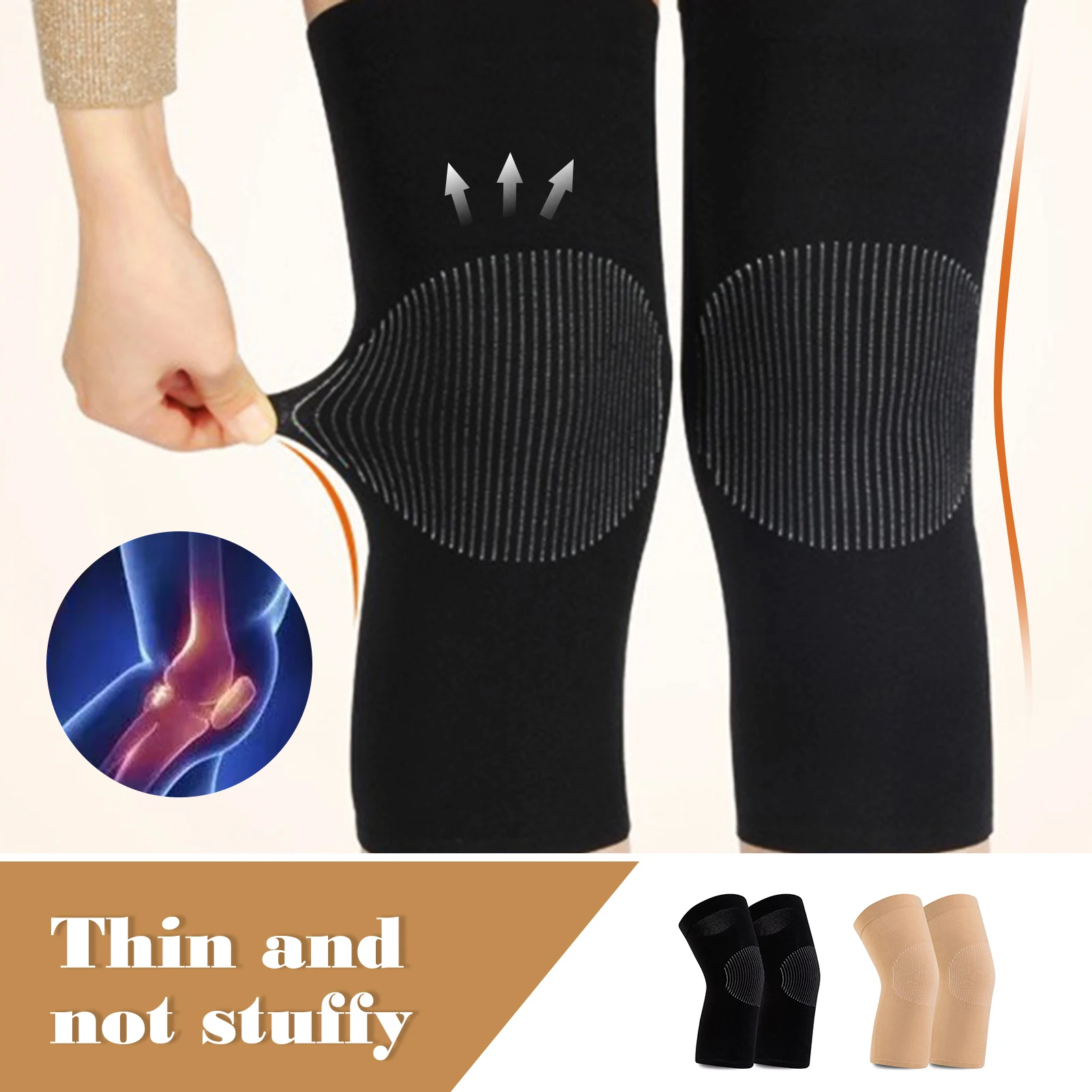1Pair Knee Pad Thermal Breathable Joint Support Knee Wrap Anti-slip Thin Elastic Basketball Running Patella Protection Pad