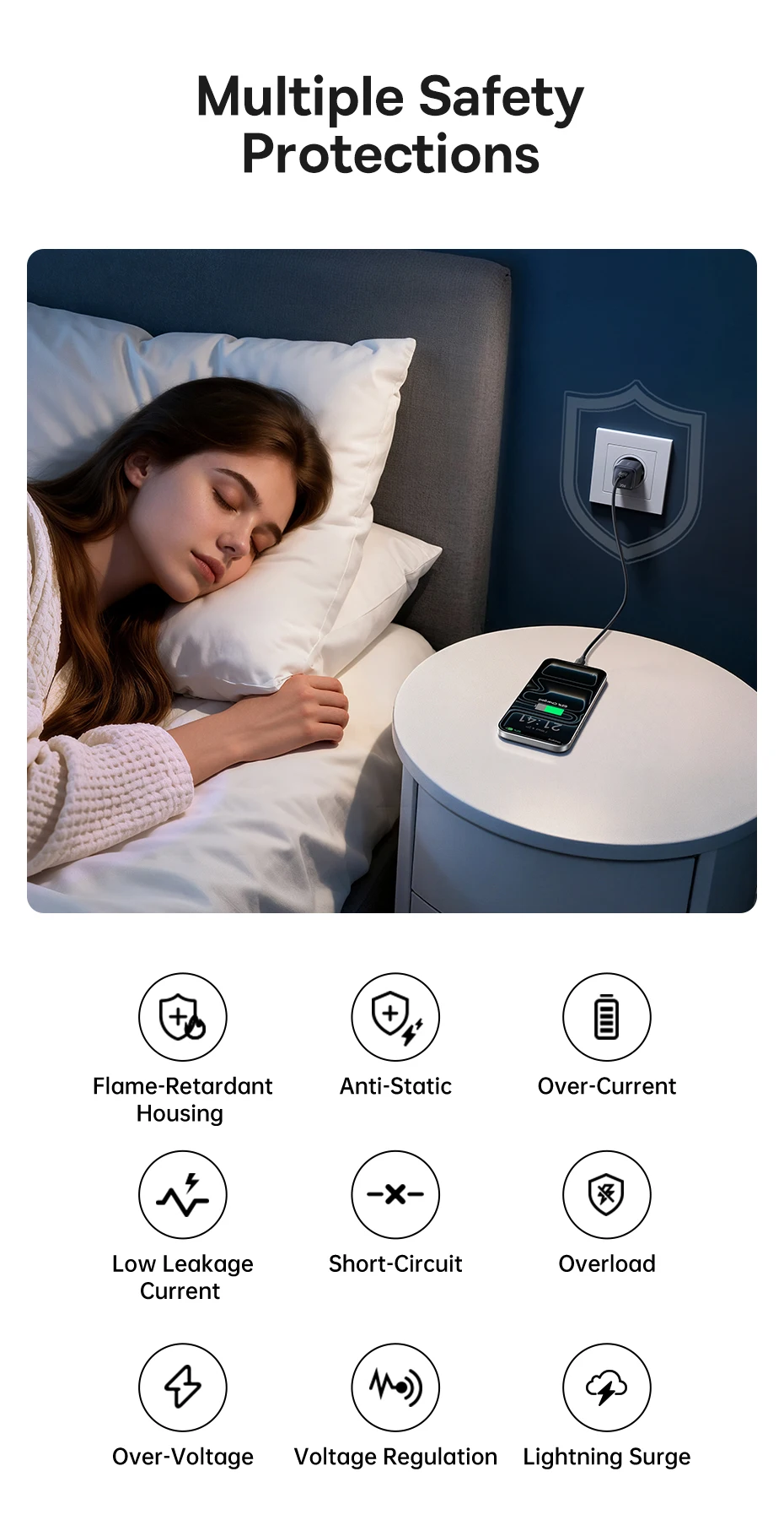 Cargador USB-C Baseus de 20W 30W con Enchufe Europeo, Carga Rápida PD, Adaptador Portátil Tipo-C para iPhone 15 14 13 12