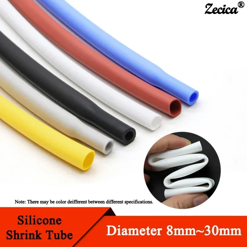 1m Silicone Heat Shrink Tube Diameter 0.8~30mm Flexible Cable Sleeve Insulated 2500V High Temperature Soft Wire Wrap Protector