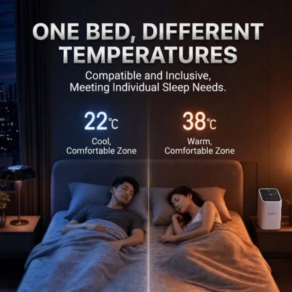 CATUSA CAT8Series Dual Zone Water Circulation Heating Cooling Bed Pad, AI Deep Sleep Biometric Smart Mattress Topper APP Track