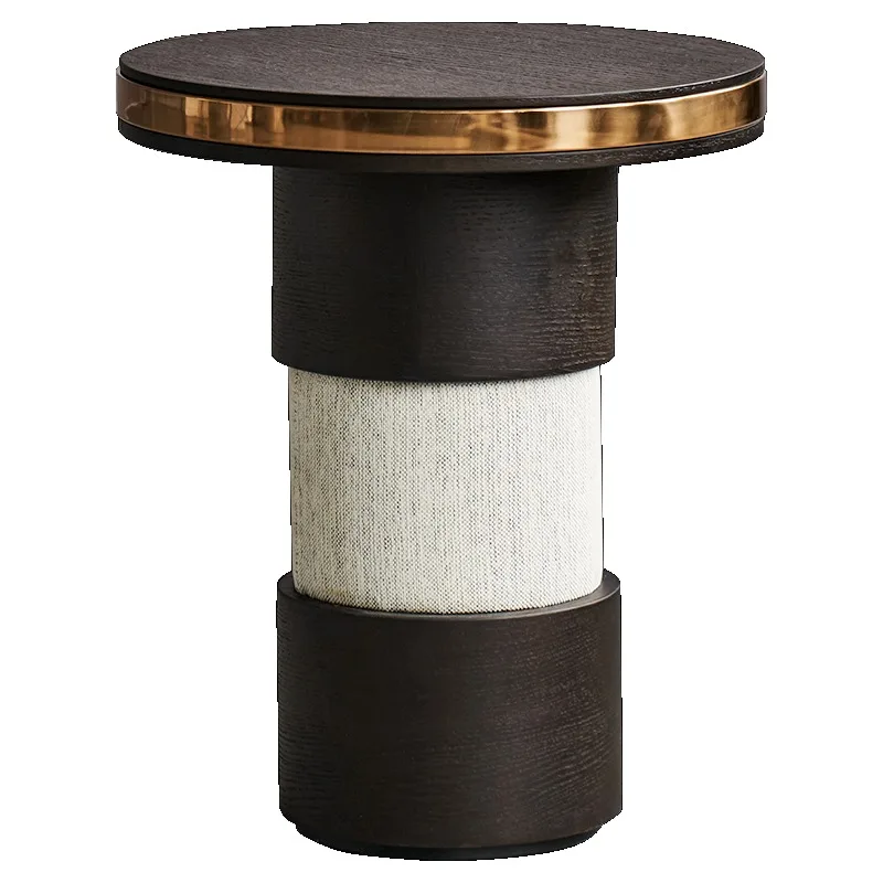 sofa side table, living room small coffee table, round smoked oak side table corner table