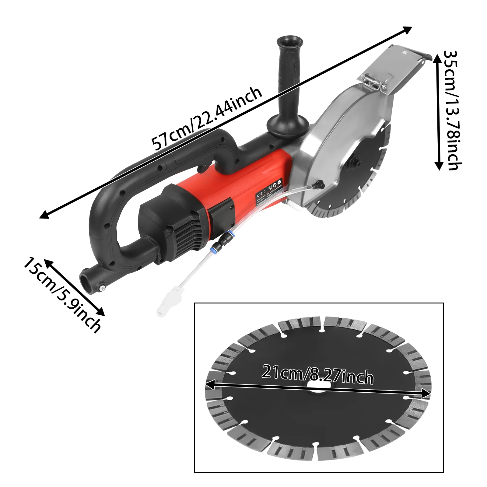 ماكينة الحز الكهربائية 2700 وات 7000 دورة في الدقيقة منشار خرسانة بمحرك نحاسي نقي 0-180 ° زاوية قابلة للتعديل عمق القطع 68 مم للطوب #1