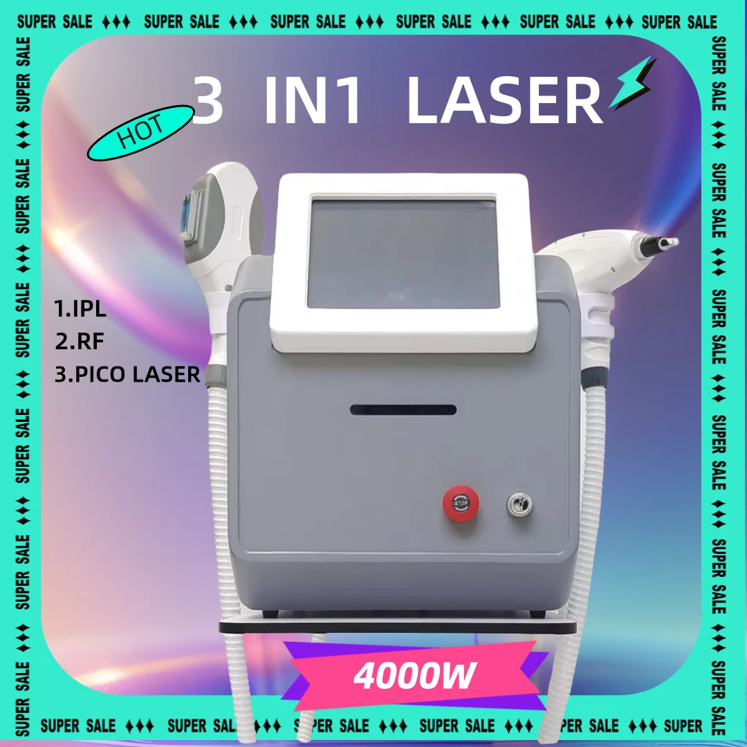 

3 in1 Soprano IPL OPT Nd Yag Professional Laser Hair Removal &Tattoo Cleaning Machiner & RF New Machine 4000w