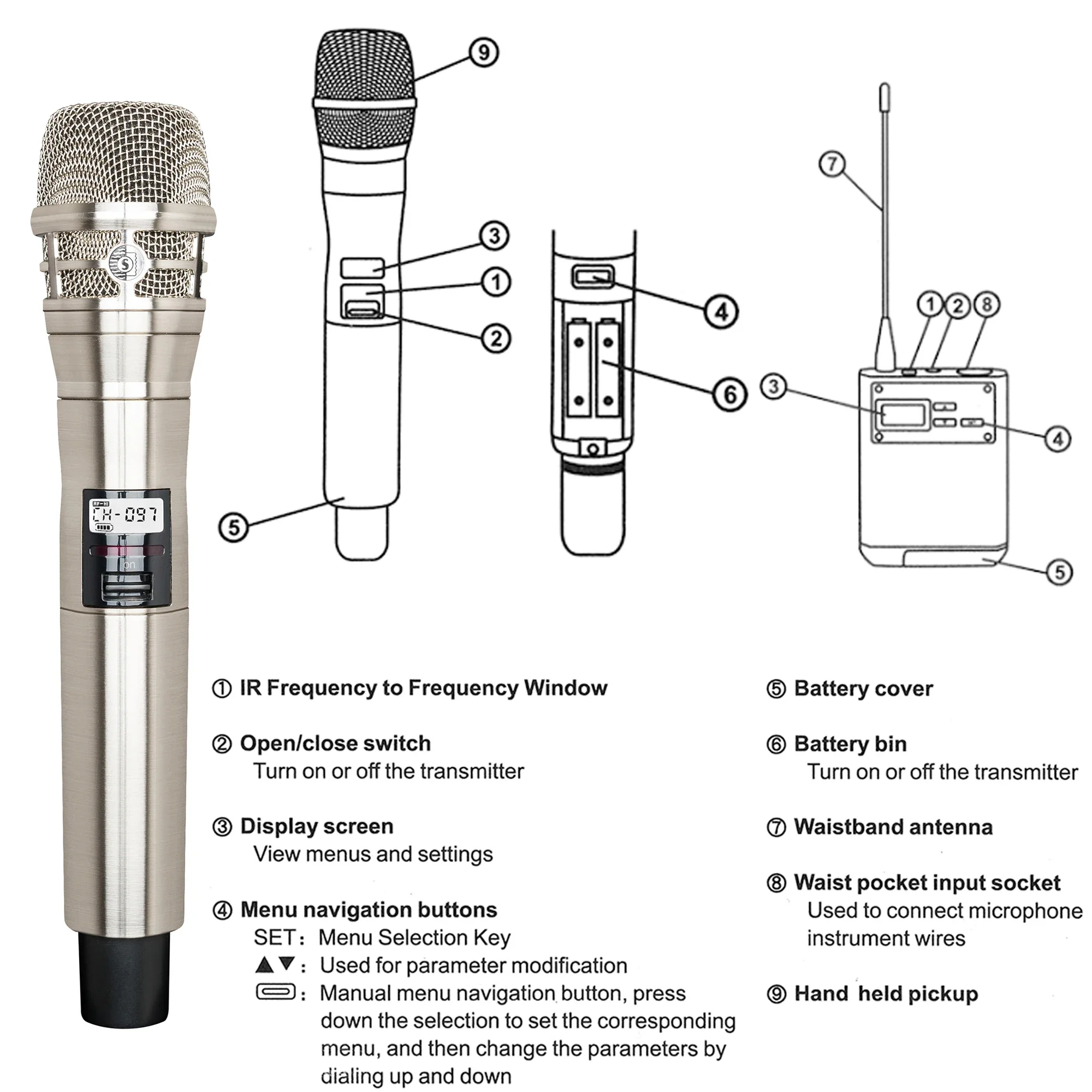 Leicozic Professional Wireless Microphone Chrome KSM8 AD4D Fit Beta58 Beta87a Dual Microfone Lapel Headset Mic Stage Performance