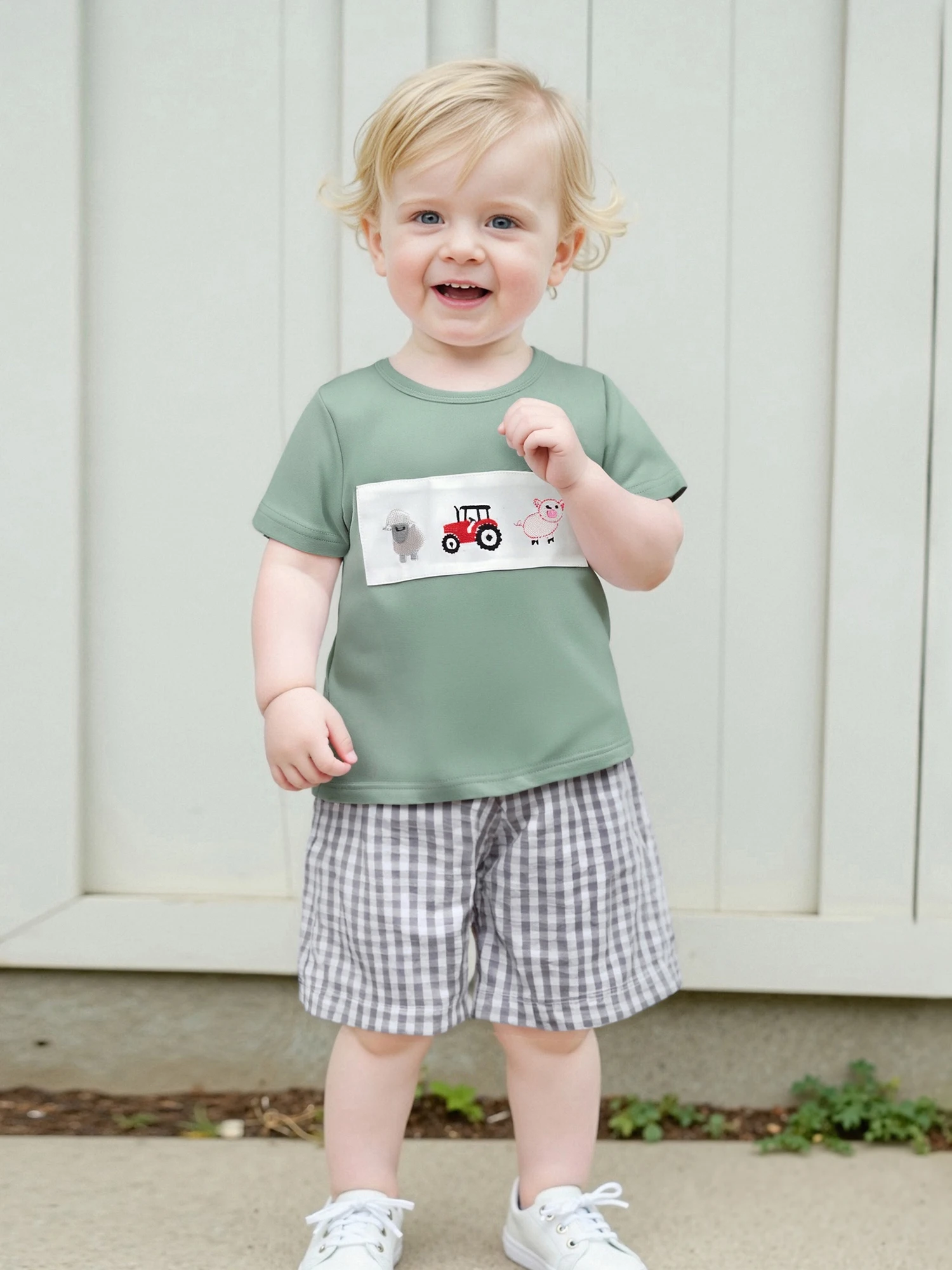 เด็กวัยหัดเดินน่ารักสาวดอกไม้พิมพ์เสื้อยืดแขนนัวเนียและกางเกงขาสั้นผ้ายีนส์ชุดลําลองฤดูร้อนชุดที่มีแถบคาดศีรษะโบว์