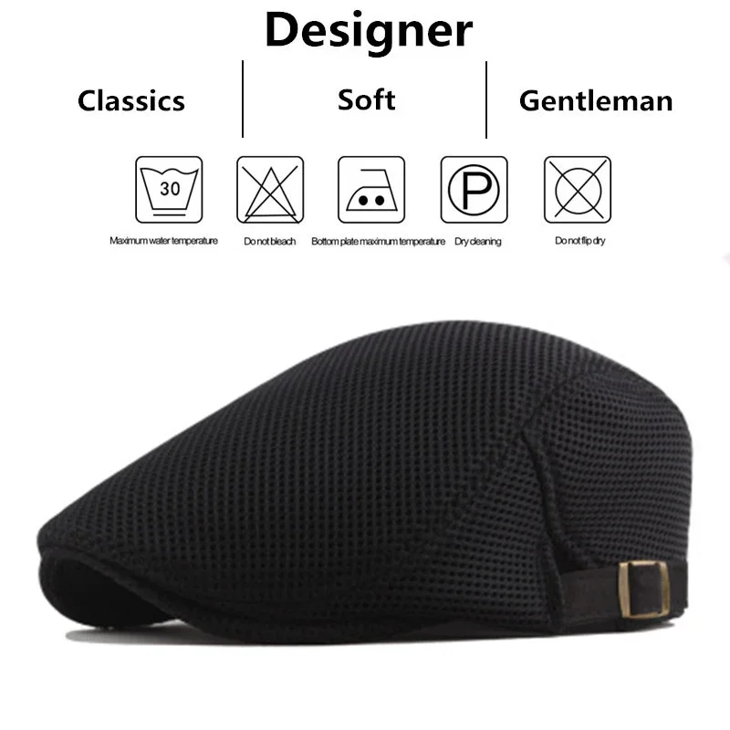 Men Mesh Newsboy Caps British Painters Hats Spring and Summer Ventilate Berets Adjustable Flat Cap Hip Hop Berets image 6