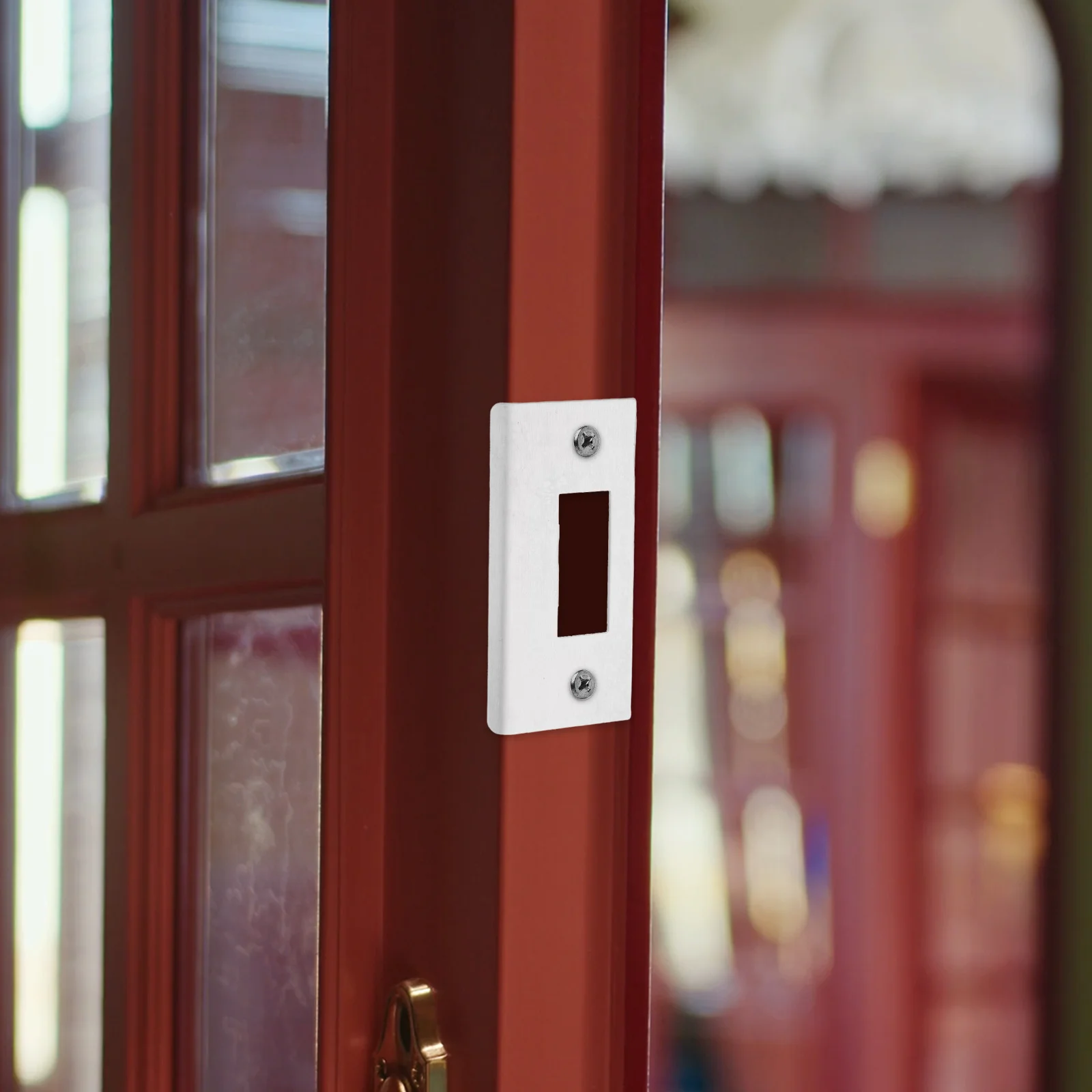 6 個のステンレス鋼ストライクプレート 3.15 X 1.57 インチ ドアロックラッチ修復用 木製室内ドア 耐久性のあるセキュリティ