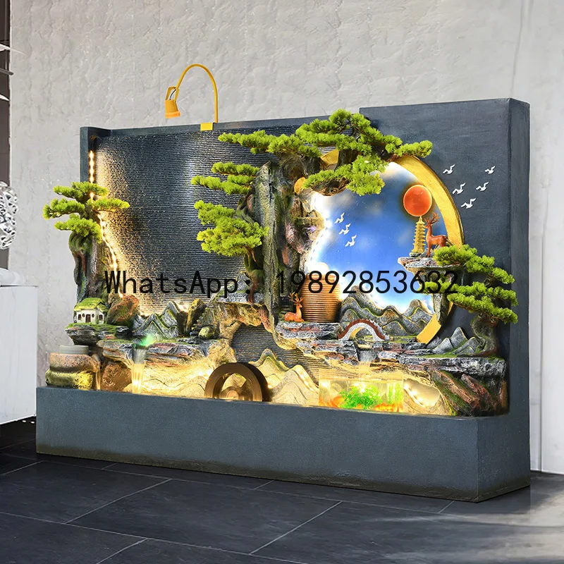 i5.15 water curtain wall rockery fountain flowing water ornament feature circulating water fish tank