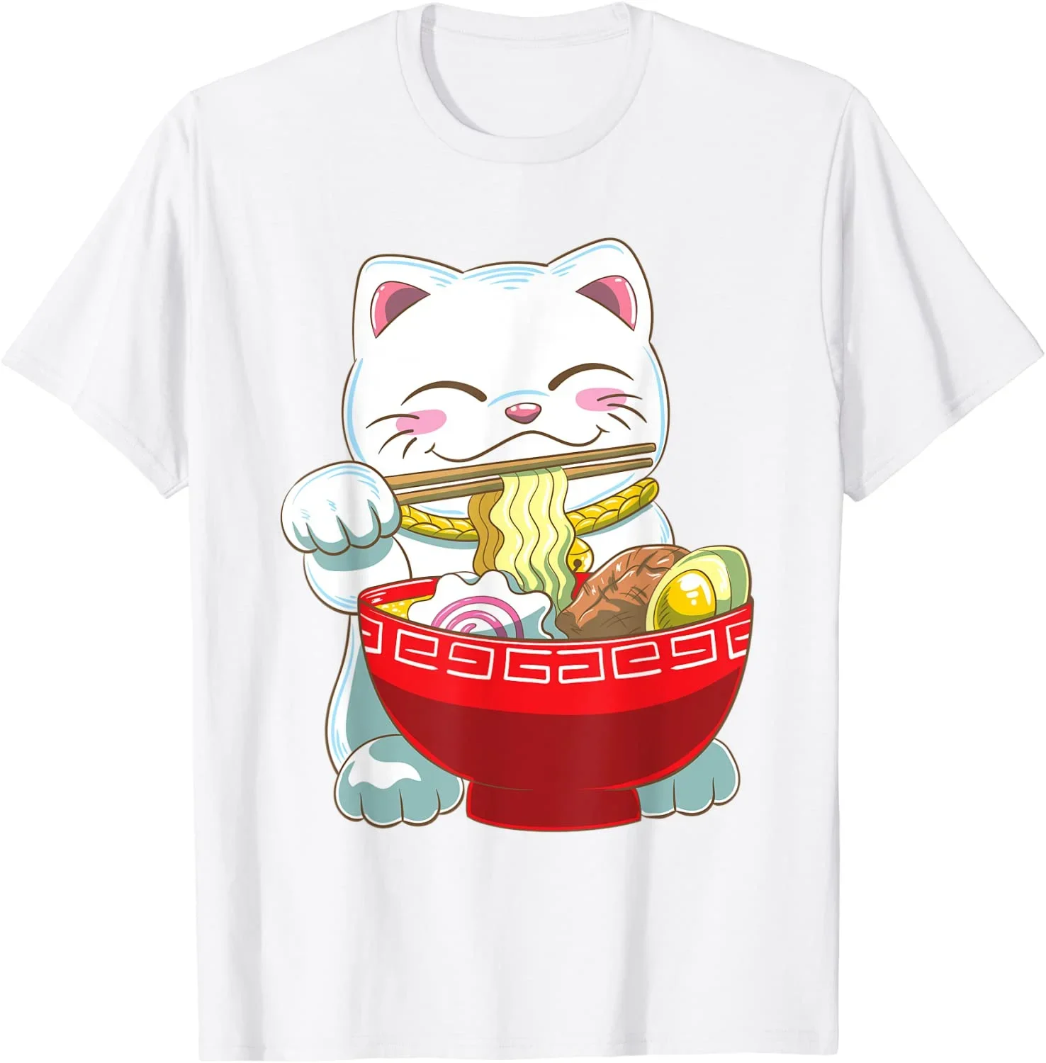 Cute Ramen Maneki Neko Kawaii Japanese Lucky Cat T-Shirt