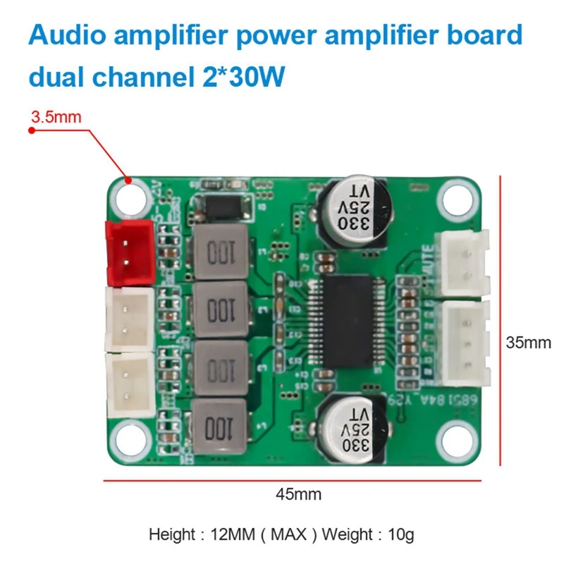デジタルステレオオーディオアンプボード、チャンネルアンプモジュール、dc 12-24v、30w、30w、2.0、tpa3118d2