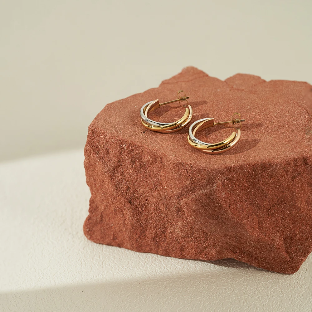 

Enfashion Aretes Multi-Circle Hoop Earrings Plated Gold Stainless Steel For Women's Fashion Simple Jewelry Everydaywear E241574