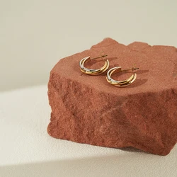 Enfashion Aretes Multi-Circle Hoop Earrings Plated Gold Stainless Steel For Women's Fashion Simple Jewelry Everydaywear E241574