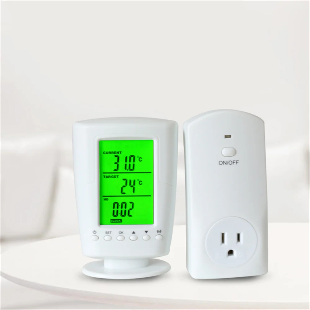 

Big LCD Display with Green Back-light, HVAC Home Appliances, Plug In Thermostat with 16A French Plug Socket